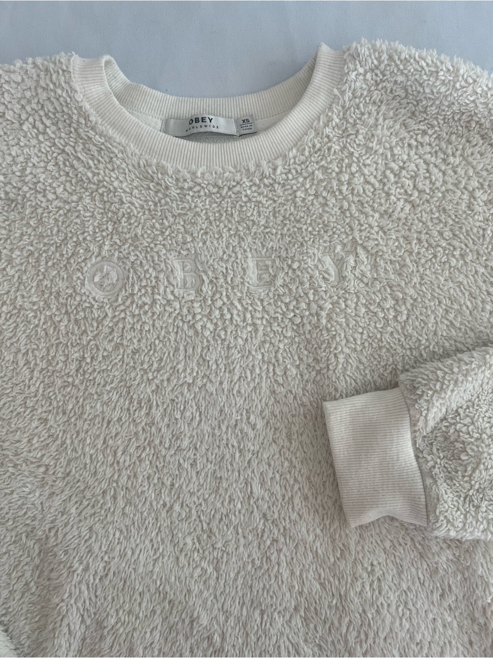 Obey Plush Cream Sherpa Pullover
